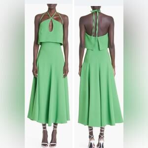Oscar de la Renta Halter Neck Cady Midi Dress